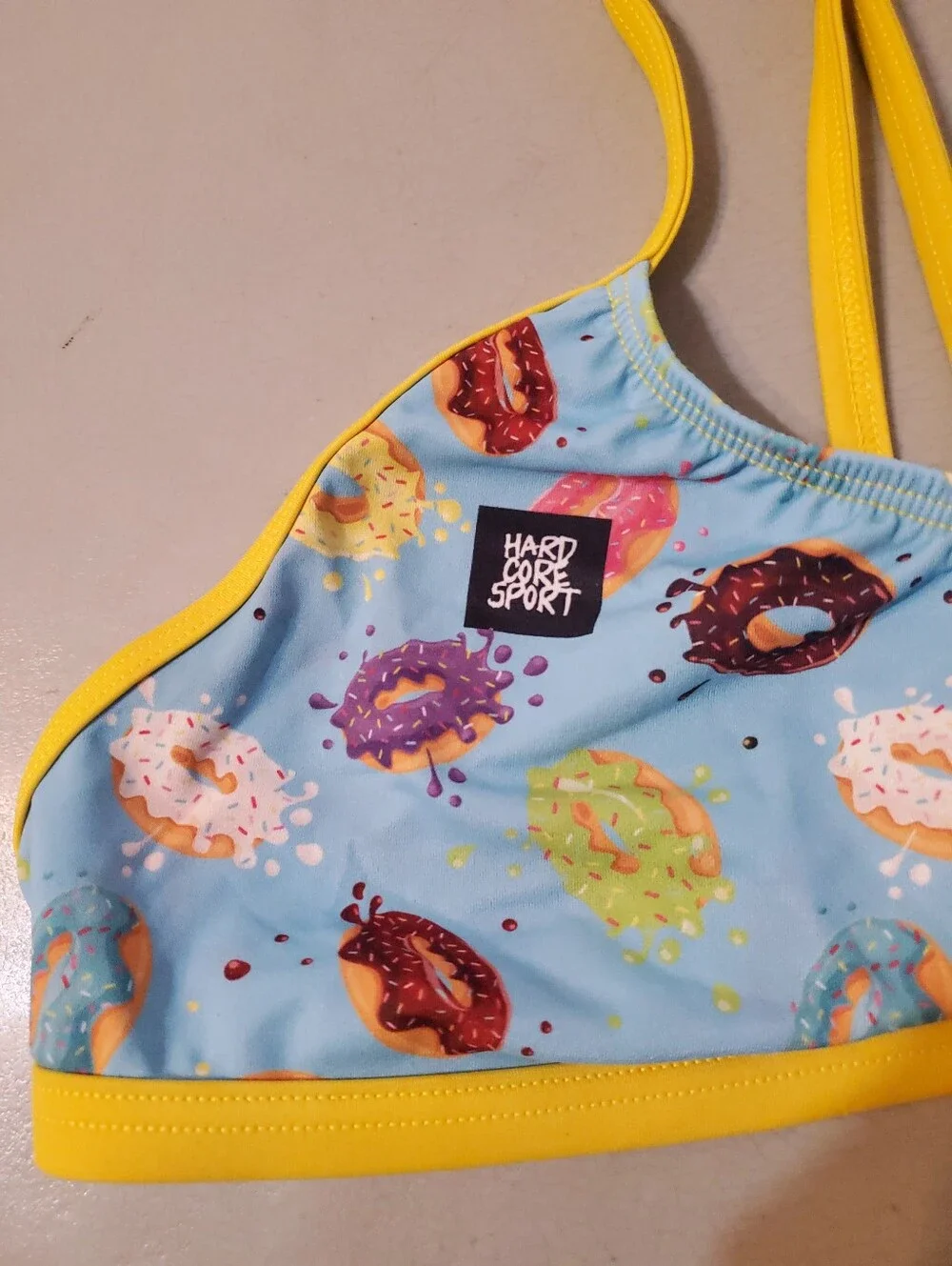 Hardcore Sports Women's Blue Donuts T-back Swim‎ Bra Top Large